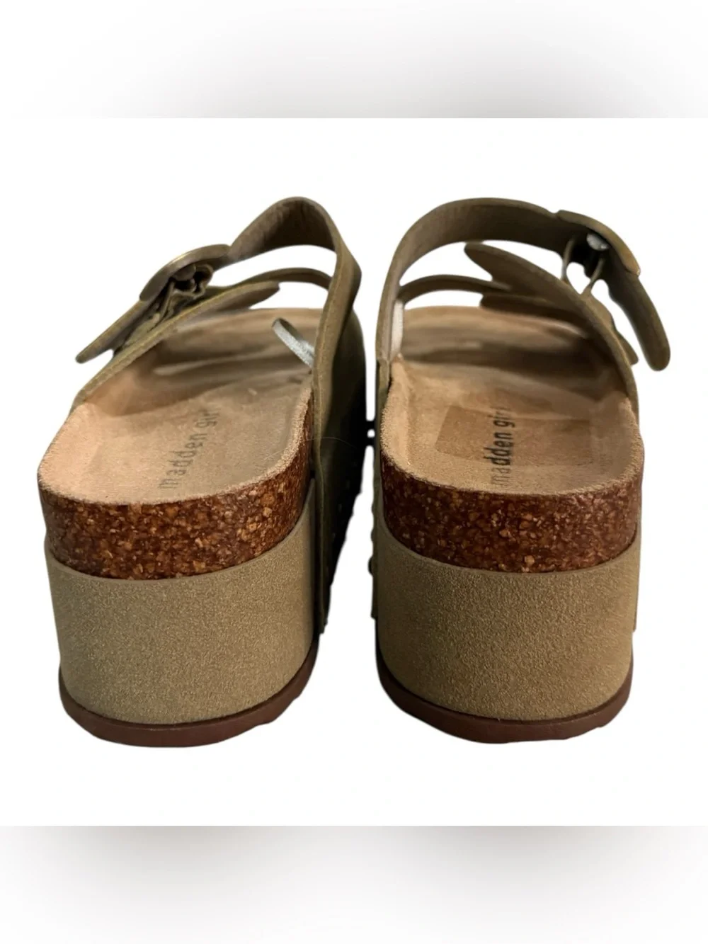Madden Girl Double Buckle Platform Slide Sandals Taupe Women’s Size 6